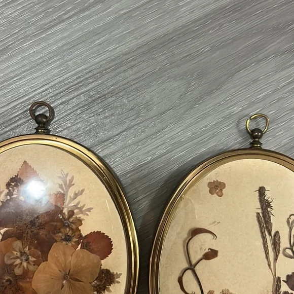 🖤Vtg 1960s Dried flowers frame wall decor set - Picture 7 of 14